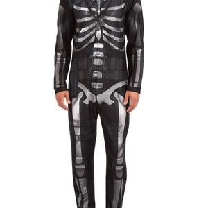 Skeleton Fortnite skull trooper pajama one piece Costume  sz large